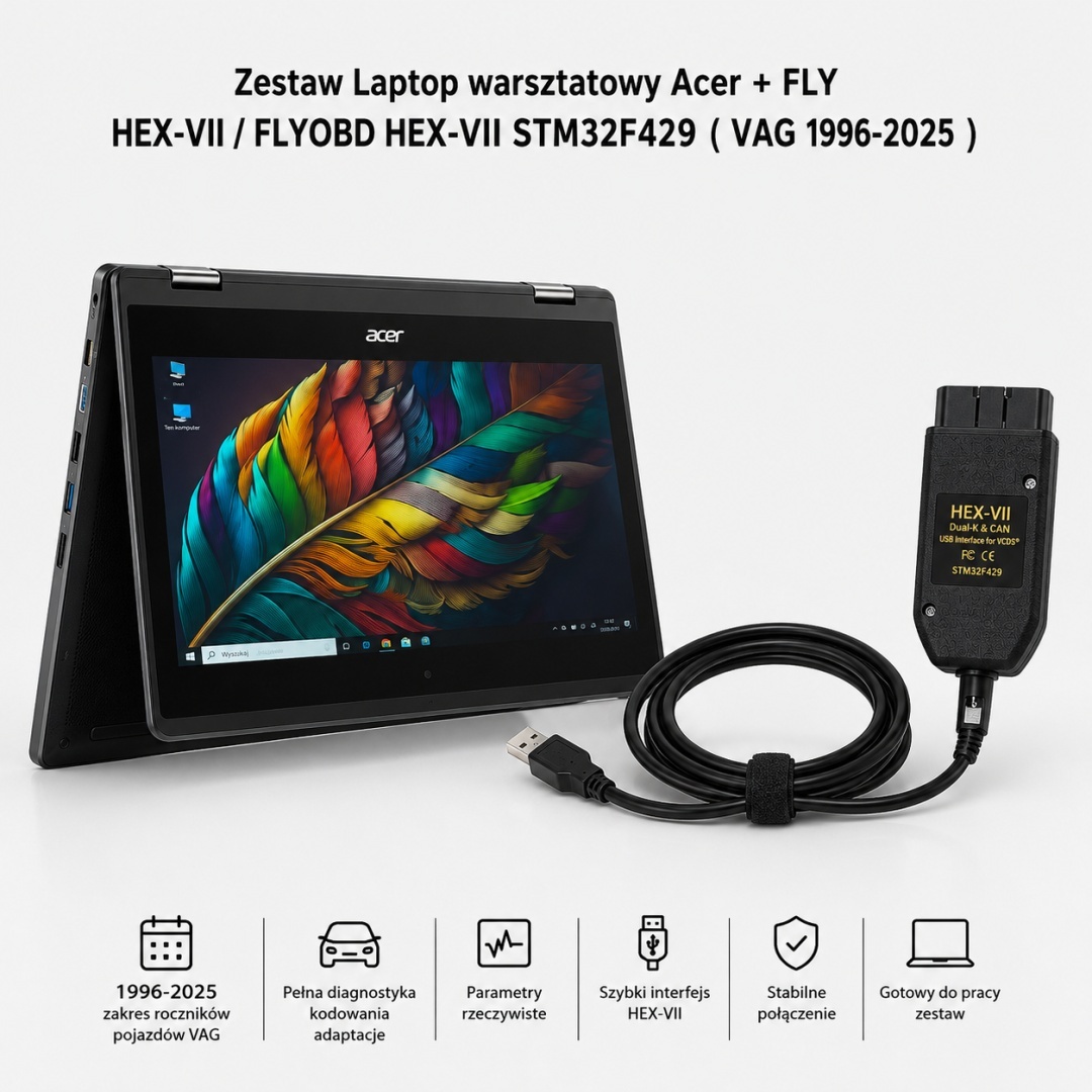 FLY HEX-VII / FLYOBD HEX-VII STM32F429 ( VAG 1996-2025 ) + Acer Travelmate Spin N5000 Workshop Laptop |8GB|128GB|TOUCH|IPS|