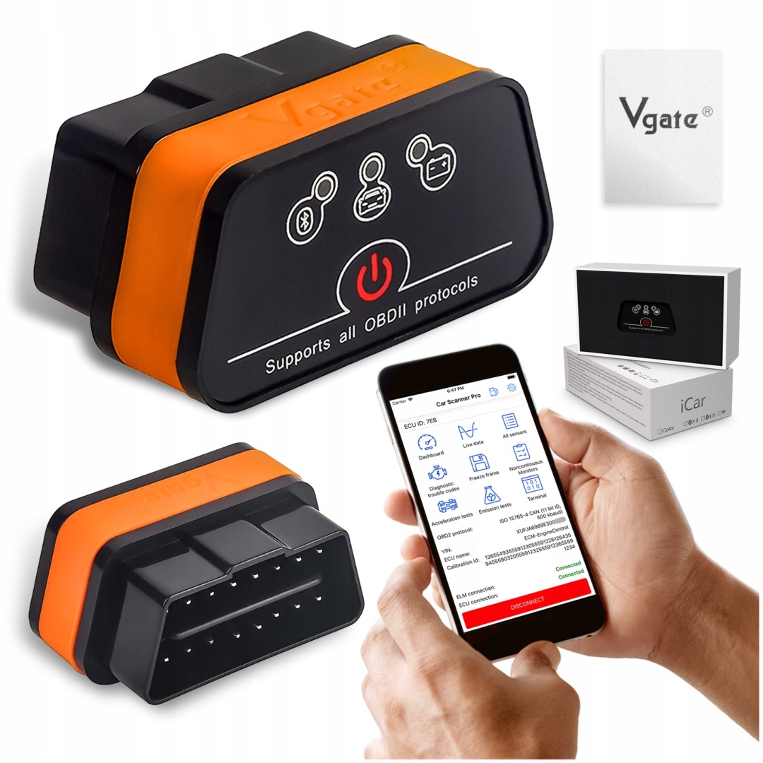 DIAGNOSESCHNITTSTELLE ELM327 VGATE ICAR 2 BT 3.0 ANDROID BLUETOOTH OBD2